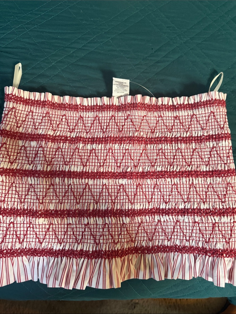 Christian Lacroix Smocked Red and White tube top